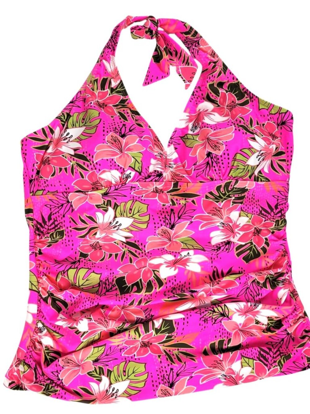 Meet.Curve Tankini Halter Top Women's 2XL Pink Orchid Ruched Summer Swim Beach